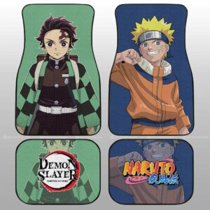 Naruto And Tanjiro Car Floor Mats Custom Naruto Demon Slayer Anime Car Accessories