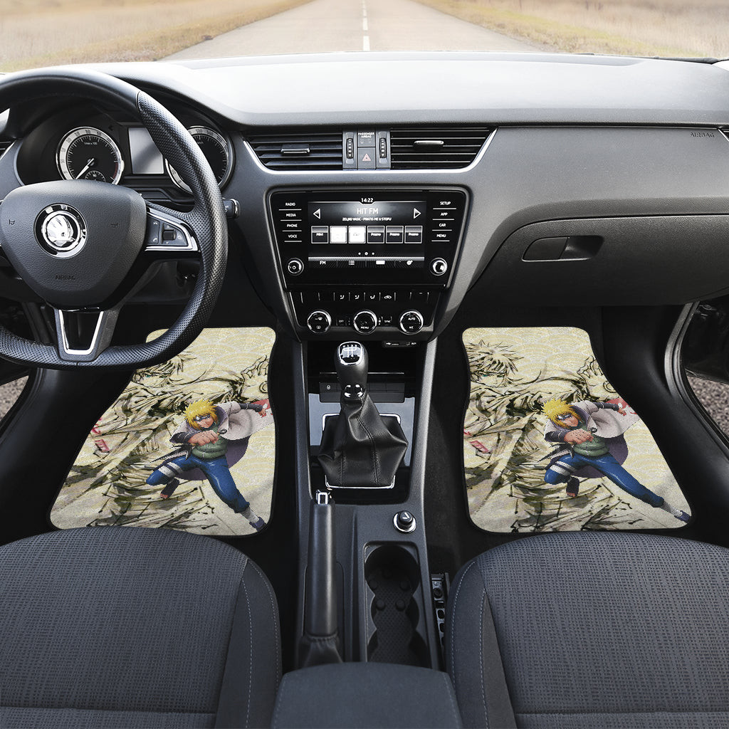 Naruto-Anime-Minato-Namikaze-Using-Kunai-Black-Painting-Artwork-Car-Floor-Mats-1