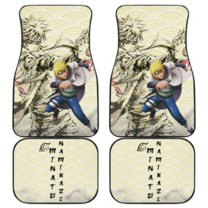 Naruto Anime Minato Namikaze Using Kunai Black Painting Artwork Car Floor Mats