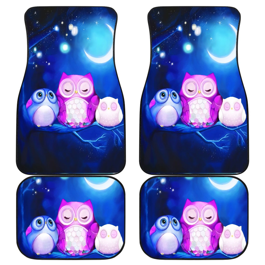 Owl In Night Front And Back Car Mats Owl In Night Front And Back Car Mats