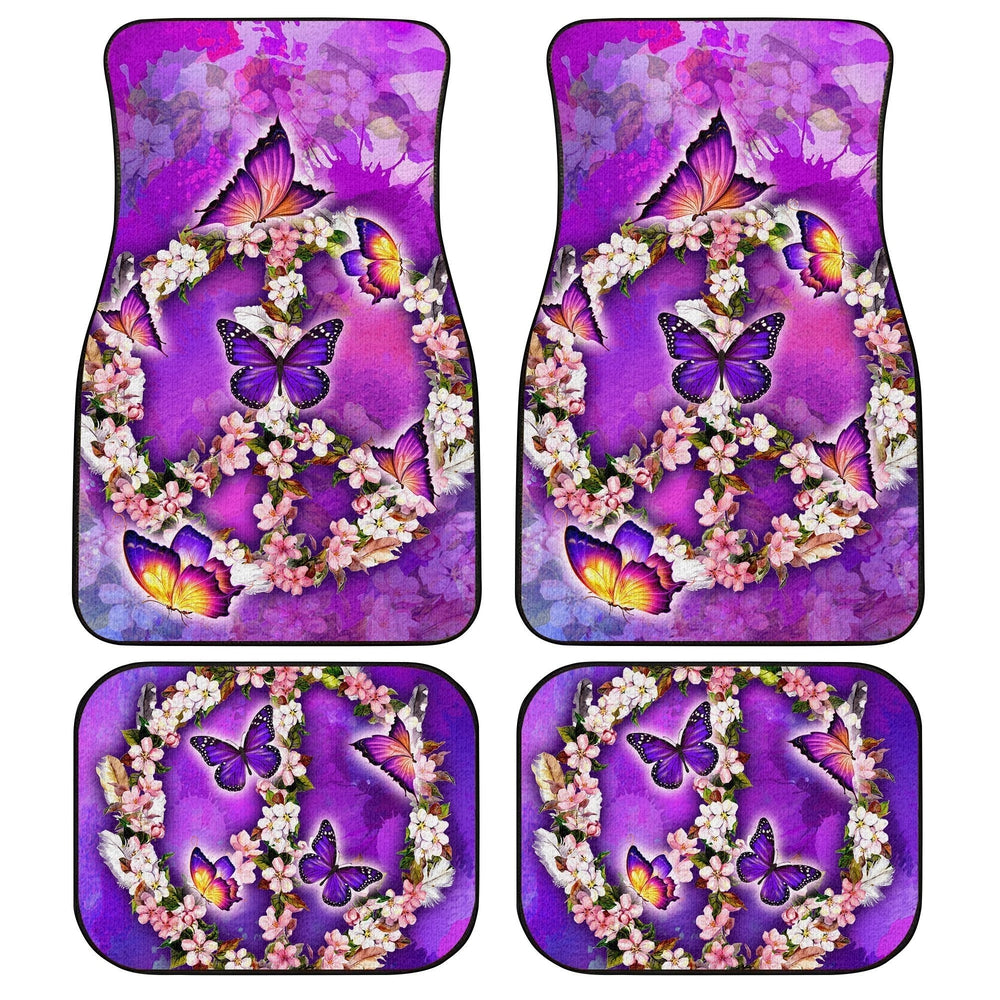 Peace Sign Car Floor Mats Custom Flower Butterfly Car Accessories Gifts Idea Peace Sign Car Floor Mats Custom Flower Butterfly Car Accessories Gifts Idea
