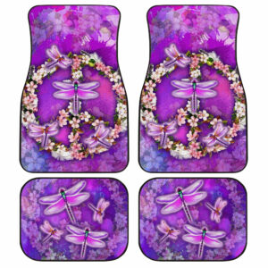 Peace Sign Car Floor Mats Custom Flower Dragonfly Car Accessories Gifts Idea