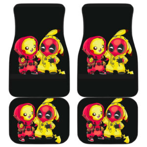 Pikachu Deadpool Funny Custom in Black theme Car Floor Mats 191029