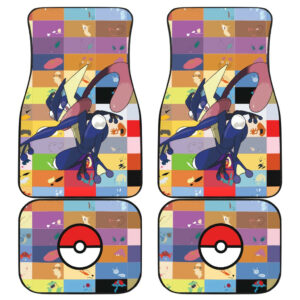 Pokemon Anime Car Floor Mats Greninja Frog On Colorful Minimal Pokemon Background Car Mats