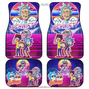 Rick Morty Funny Head Retrowave Rick And Morty Car Floor Mats UBC041902