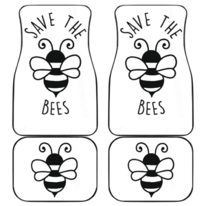 Save The Bee Art Draw Black & White Car Floor Mats 191031