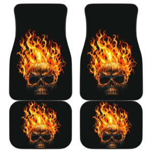 Skull Fire Evil in Black theme Car Floor Mats 191031