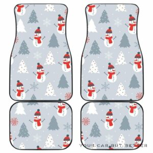 Snowman Christmas  Tree Snow Gray Background Front And Back Car Mats 045109 T1120